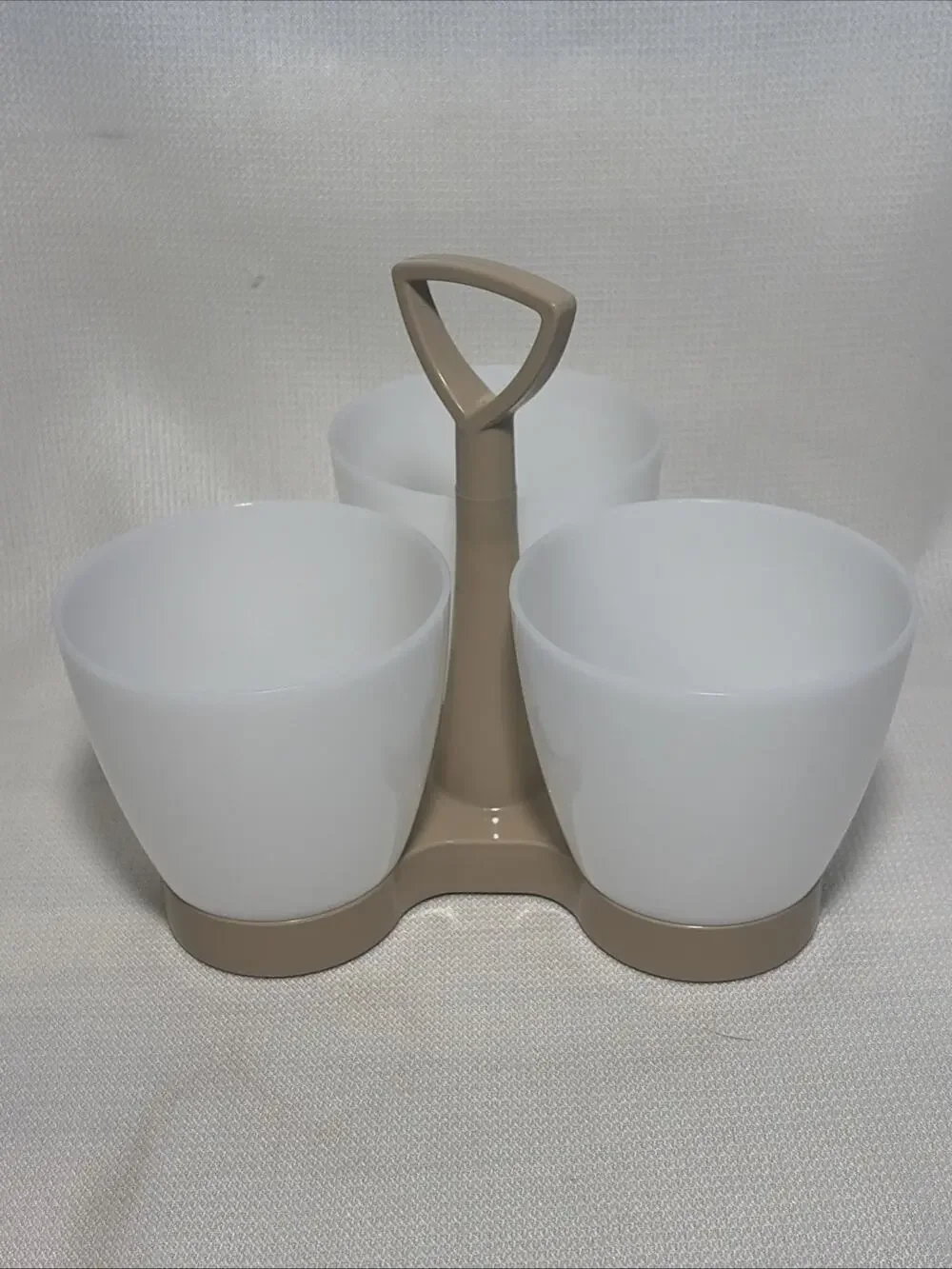Vintage Tupperware 757-1 Caddy Server No Lids or Spoons White Tan Plastic